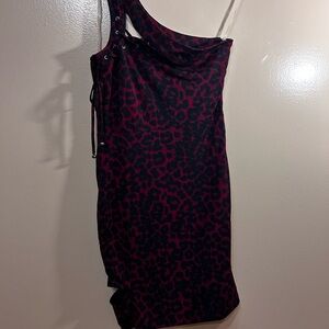 Nikibiki One-Shoulder Red and Black Dress